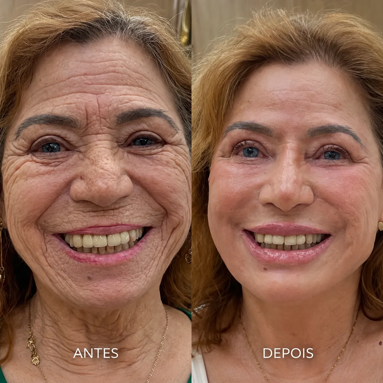 Comparativo antes e depois — Máquina do Tempo